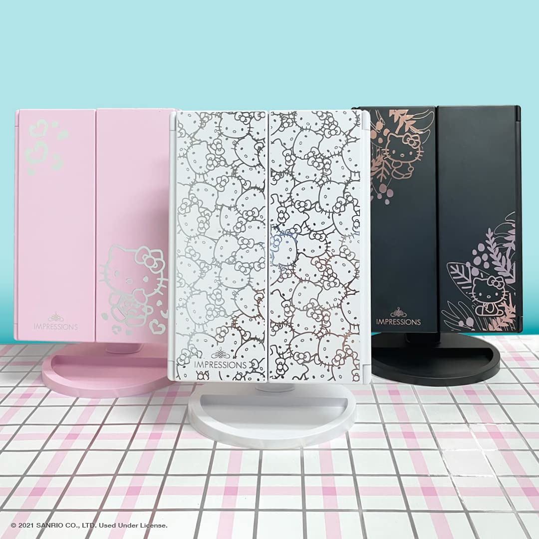Impressions Vanity Hello Kitty trifold LED mirror compact design for travel use