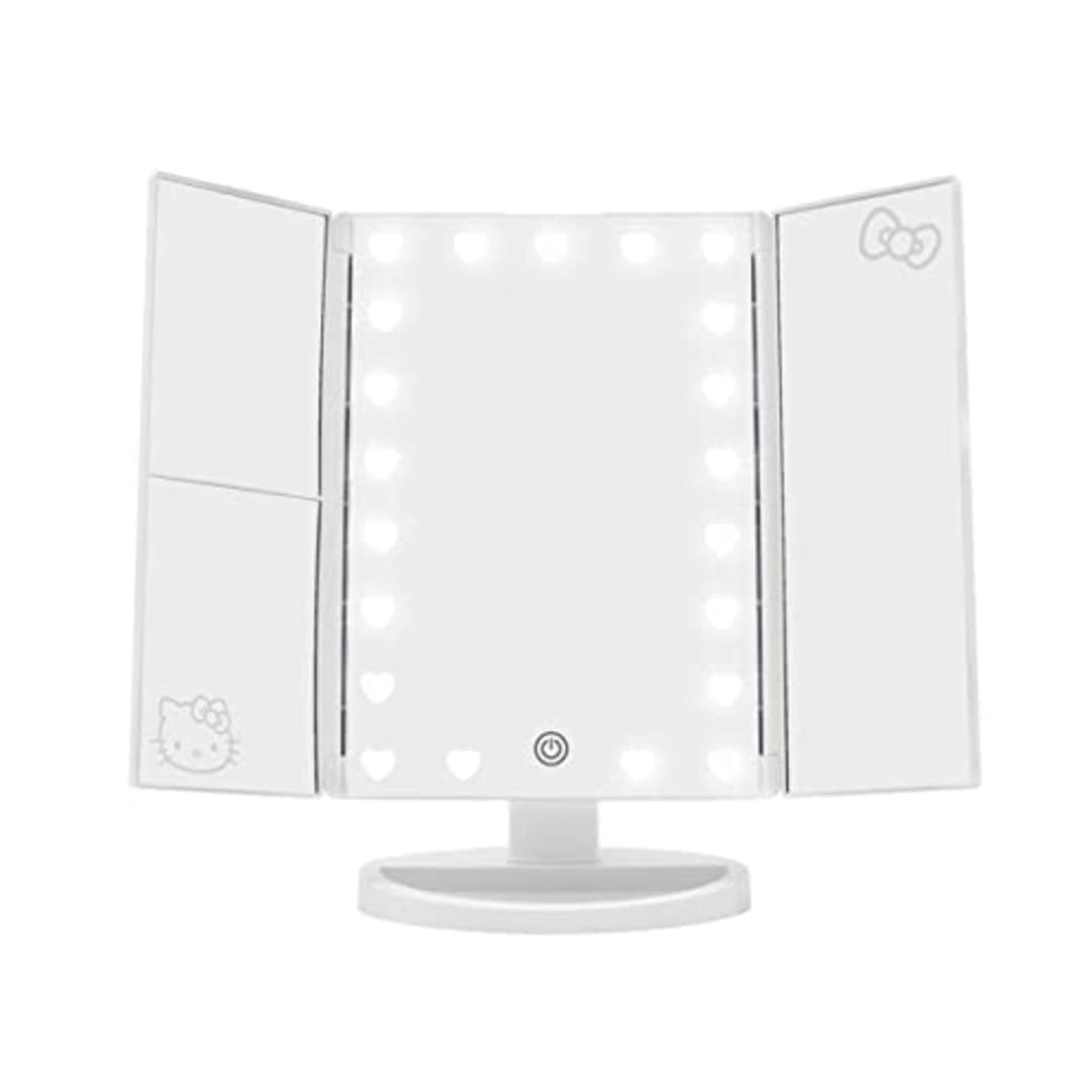 Impressions Vanity Hello Kitty trifold LED mirror front-facing soft-touch sensor switch enables easy on/off
