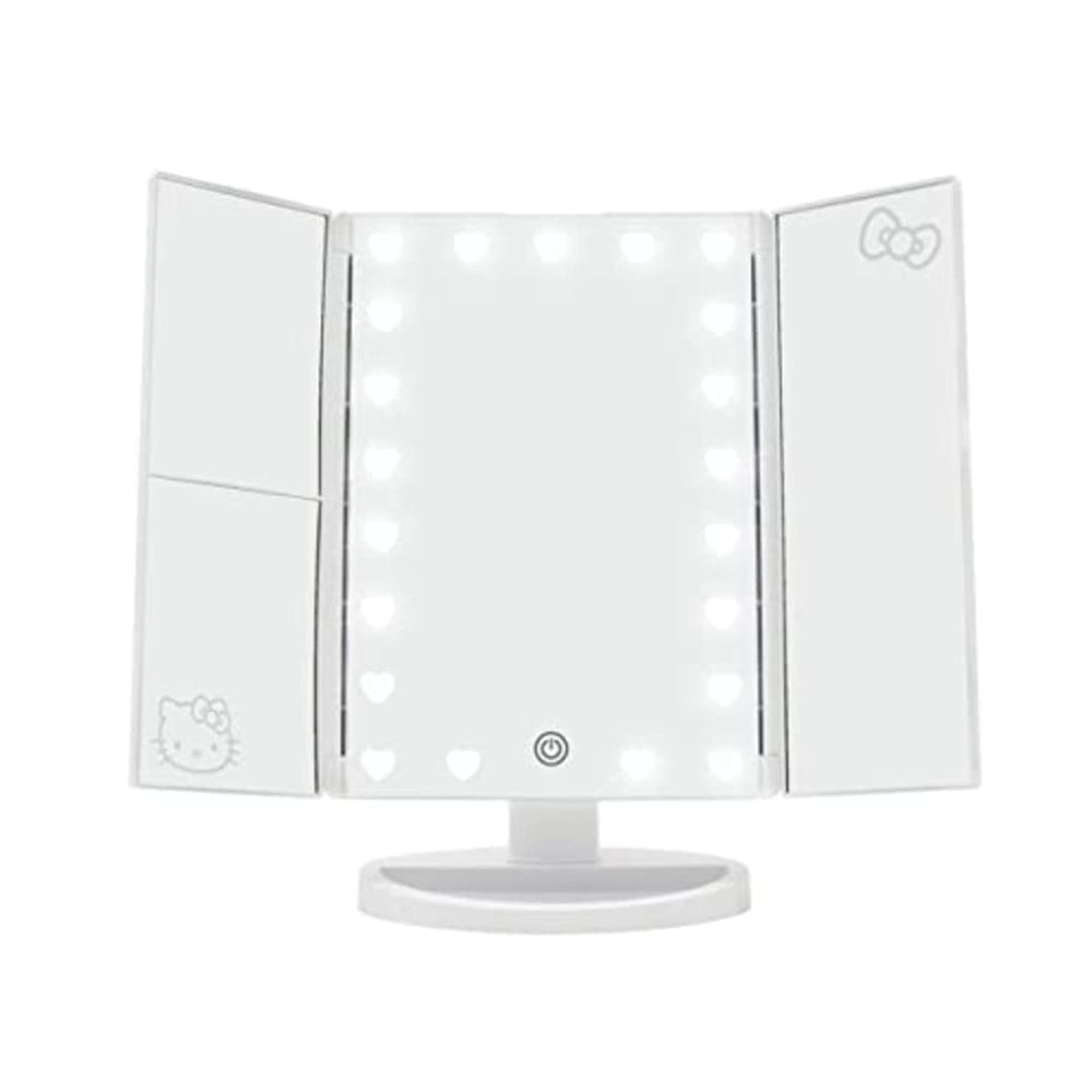 Impressions Vanity Hello Kitty trifold LED mirror front-facing soft-touch sensor switch enables easy on/off