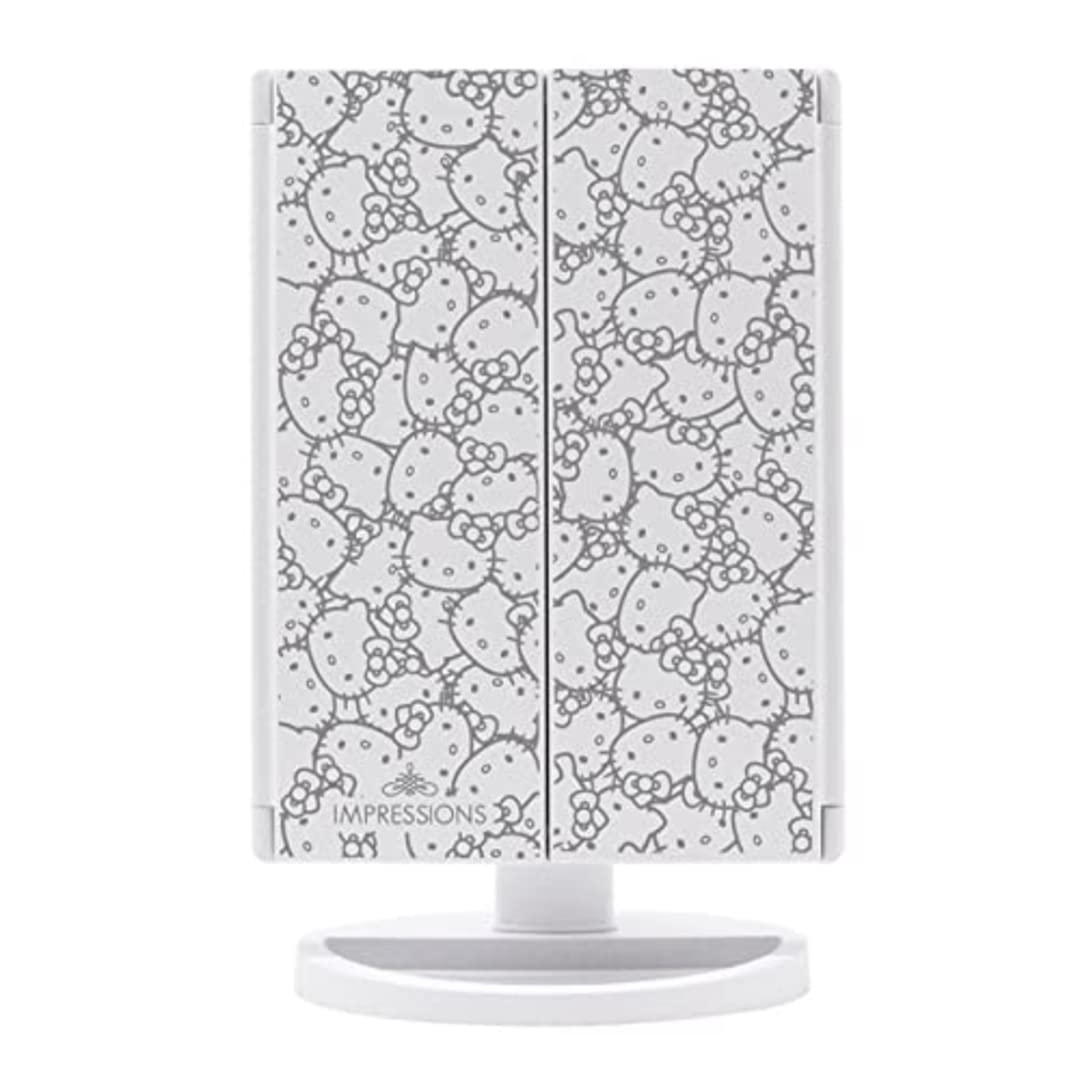 Impressions Vanity Hello Kitty trifold LED mirror magnified 2x 3x panels for close-up makeup checks