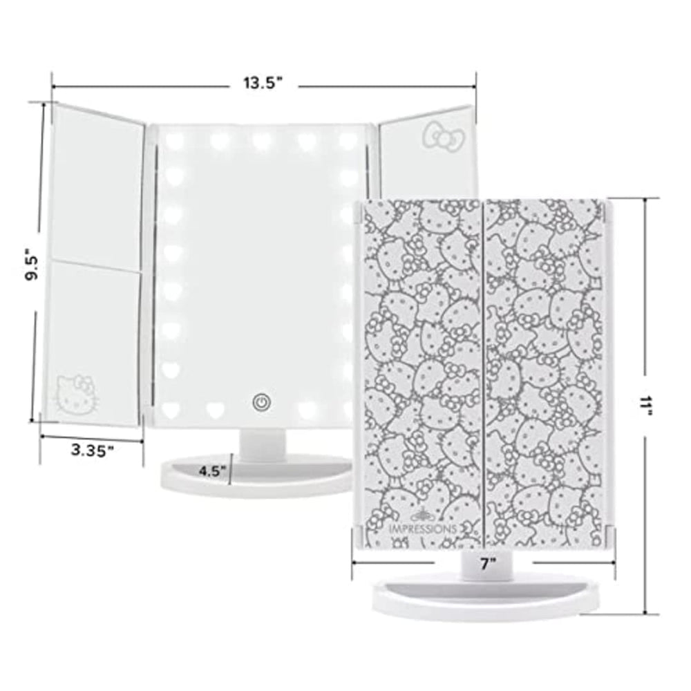 Impressions Vanity Hello Kitty trifold LED mirror upper right bow accent adds cute detail for stylish vanity