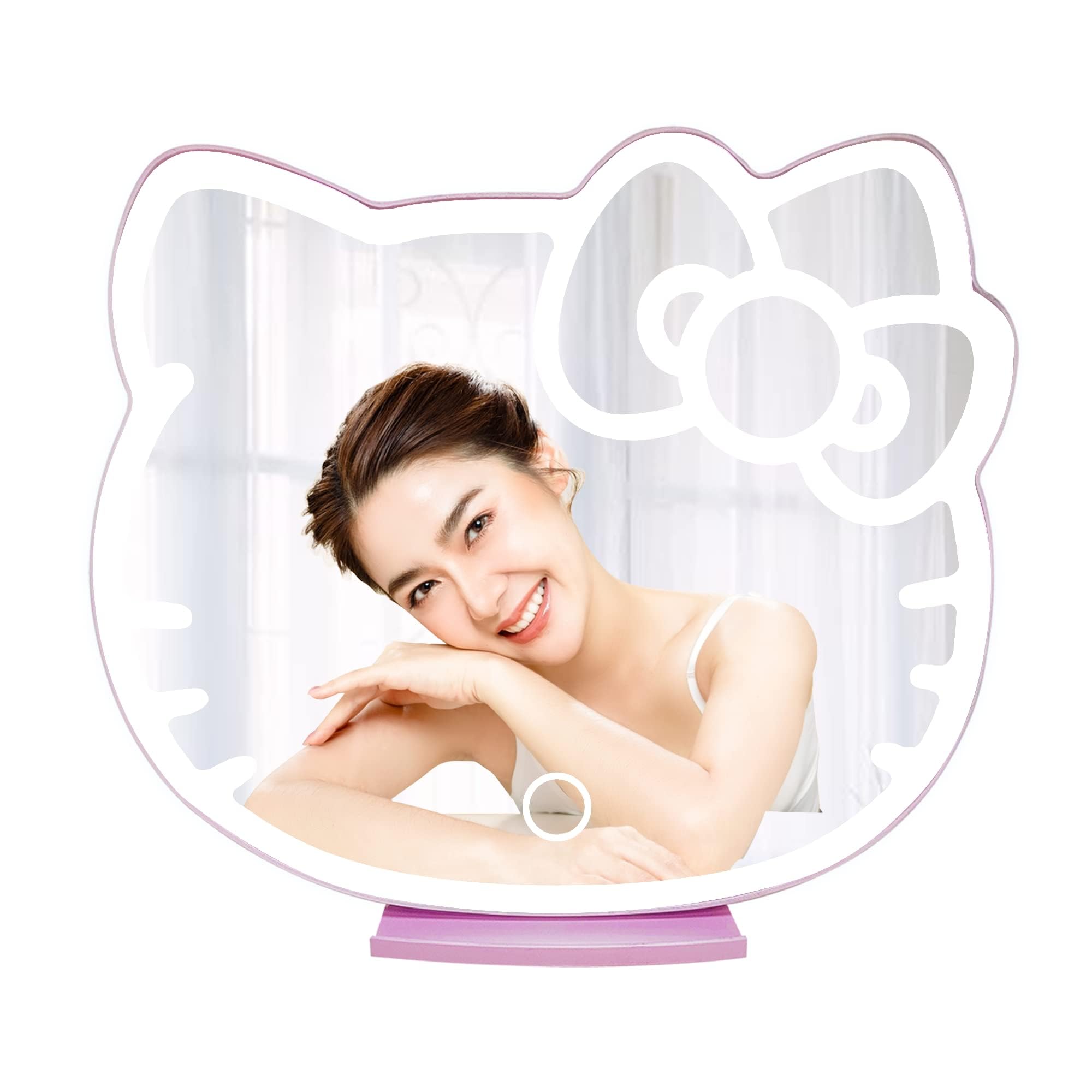 Impressions Vanity Supercute Hello Kitty mirror front view for compact desk makeup routines.