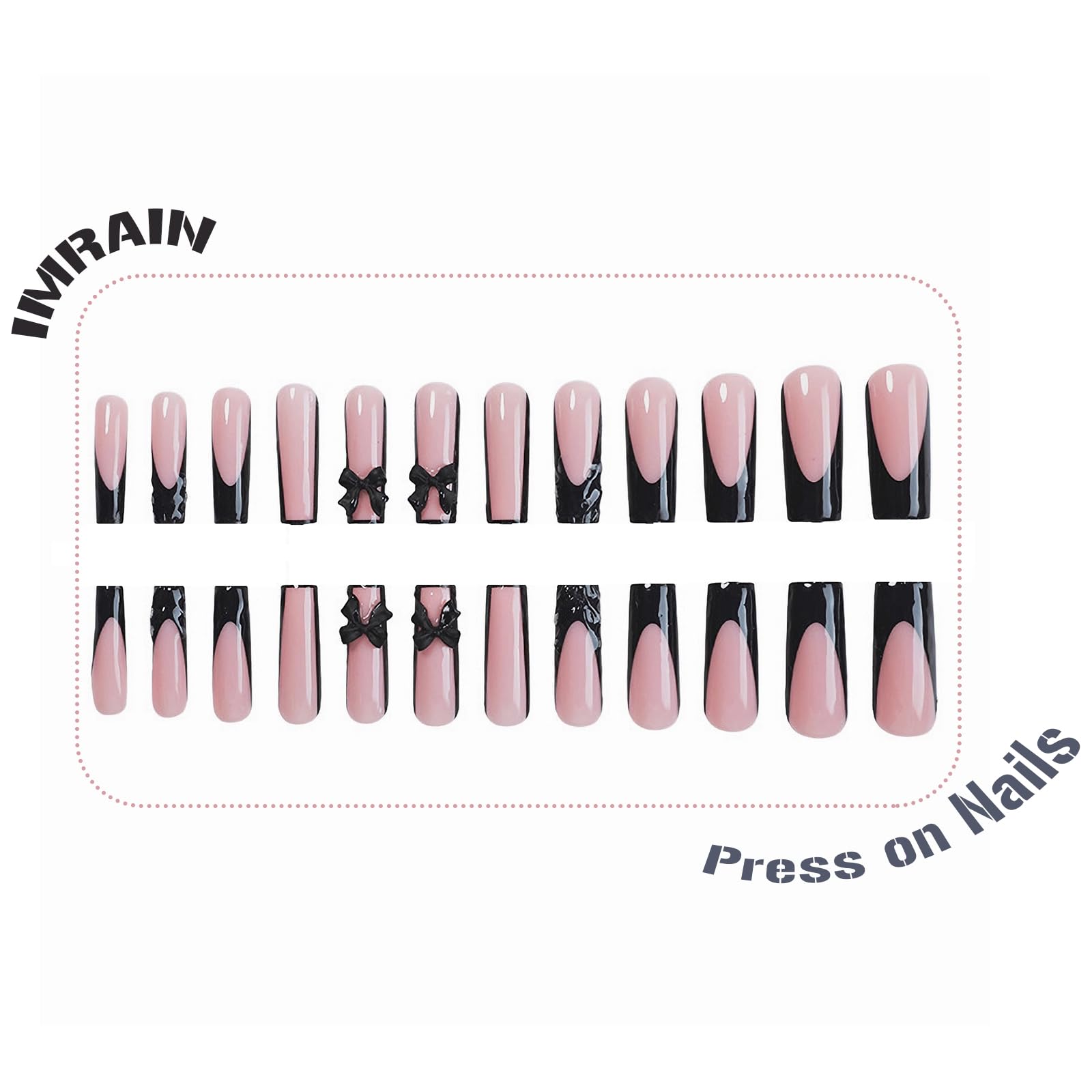 IMRAIN glue-on nails include adhesive for quick, secure wear after trimming to preferred length.
