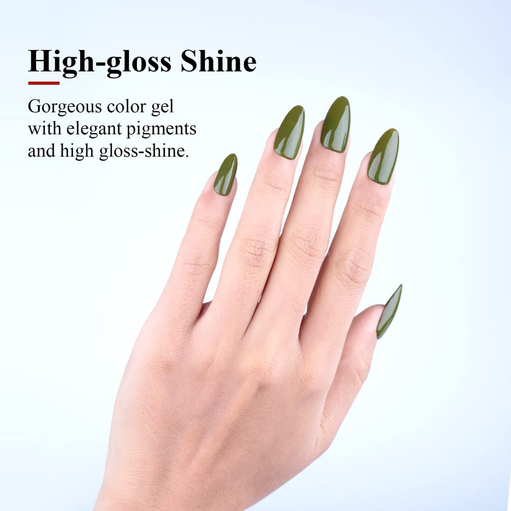 Imtiti olive green gel application demonstrates smooth coverage