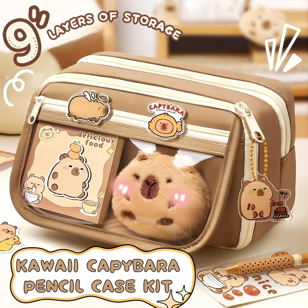 IN Chenthy Capybara pencil case kit sticky notes; handy reminders for study or travel.