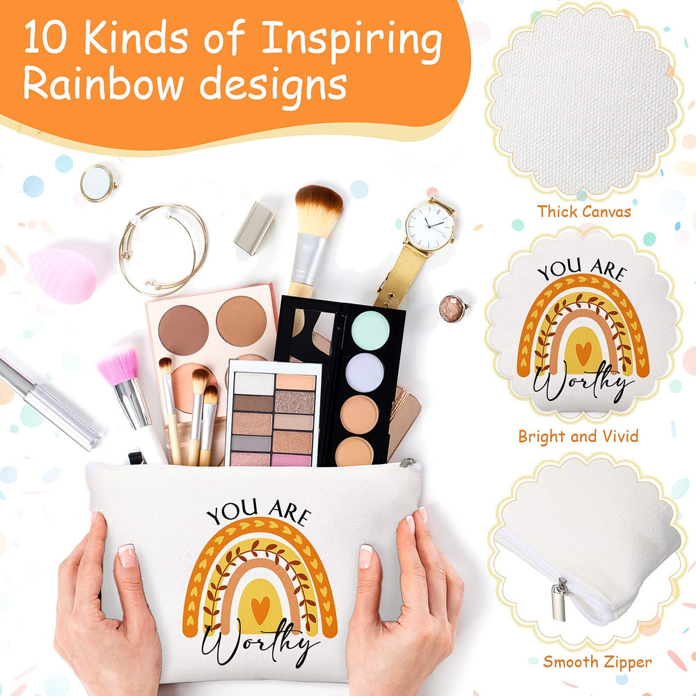 Inbagi rainbow design keychain set featuring motivational quotes for daily reminders.