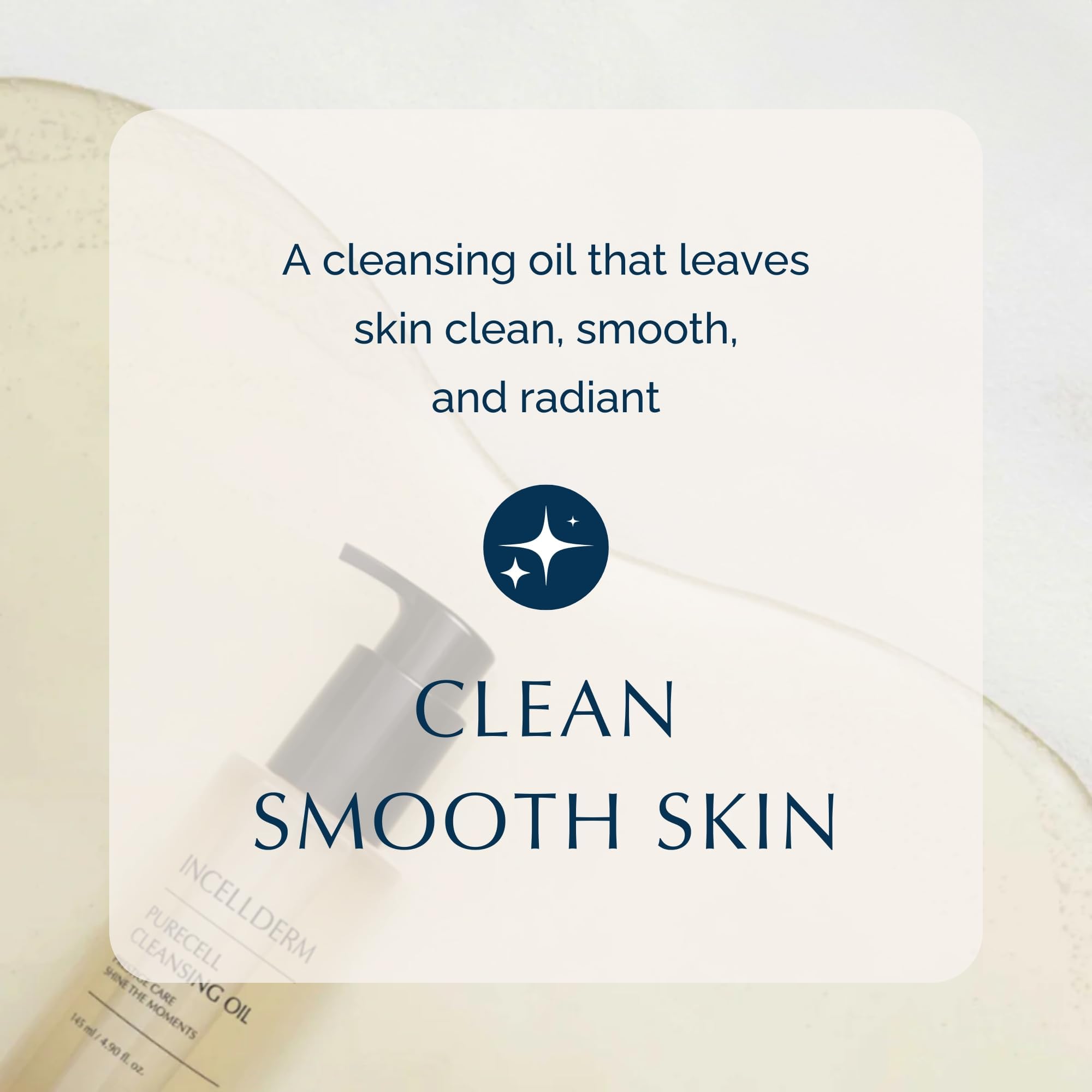 INCELLDERM PureCell cleansing oil hands—emulsifies for a smooth, hydrated cleanse.