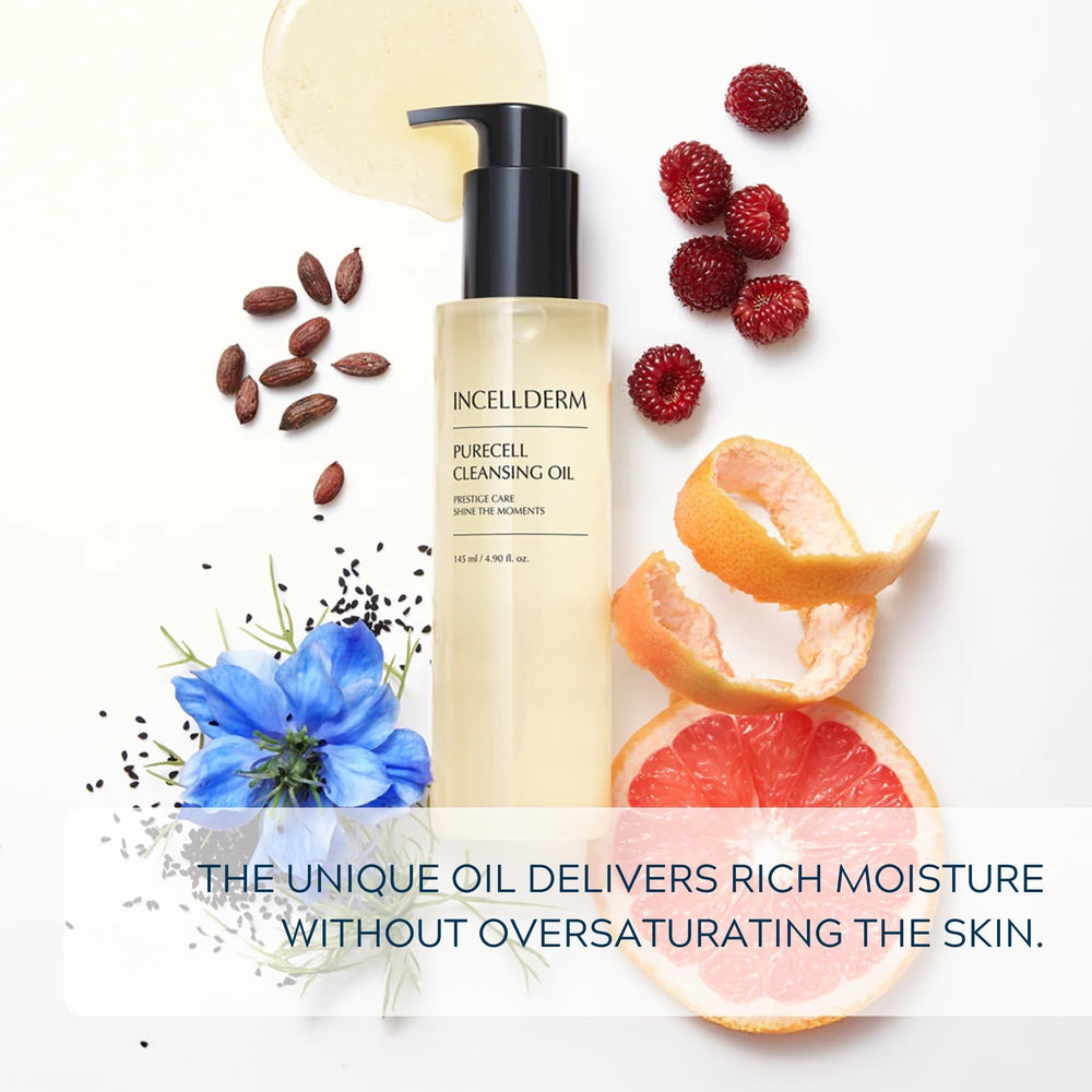 INCELLDERM PureCell cleansing oil hydration glow—leaves skin soft and refreshed after use.