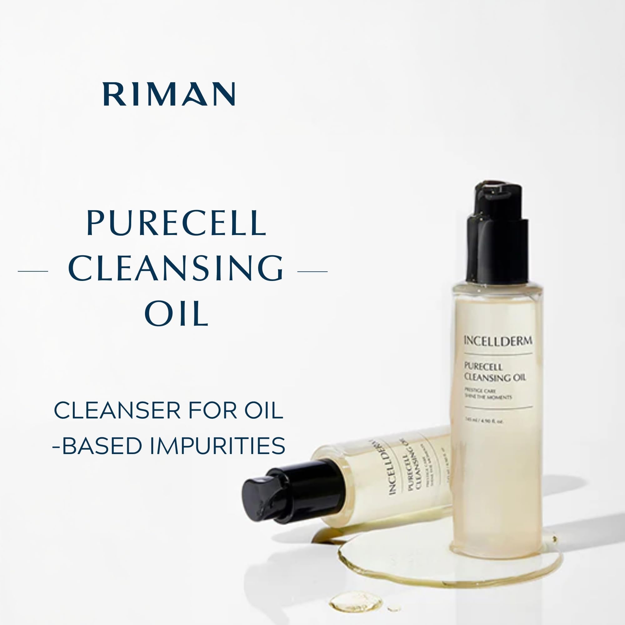 INCELLDERM PureCell cleansing oil makeup-removal—efficiently dissolves waterproof makeup while soothing skin.