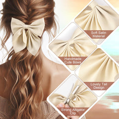 Incinkod hair bows light brown bow clip complements caramel tones and soft waves.