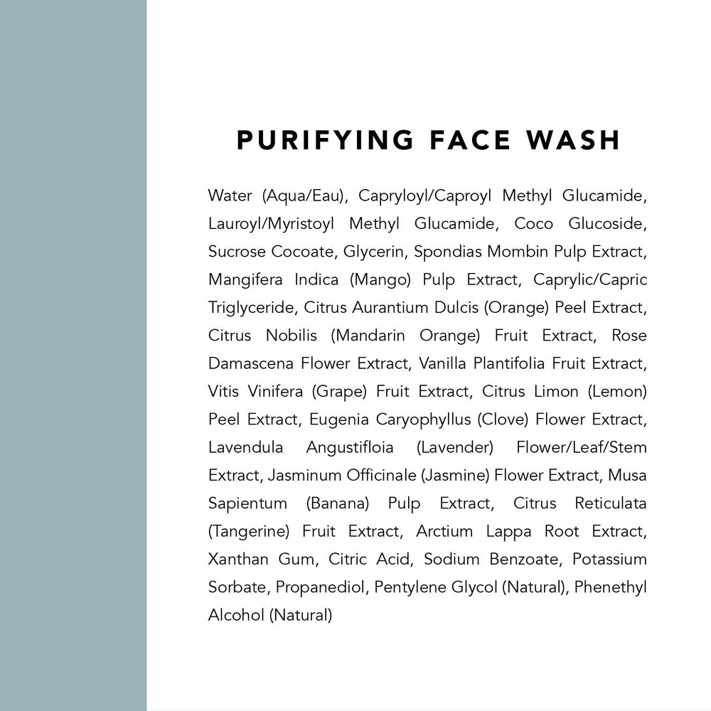 Indie Lee Purifying Face Wash packaging emphasizes suitability for all skin types