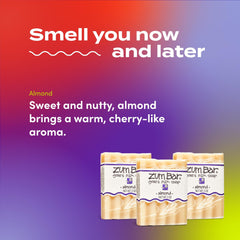 Indigo Wild Zum Goat Milk Soap Bar Almond ingredients highlight natural oils and goat milk.