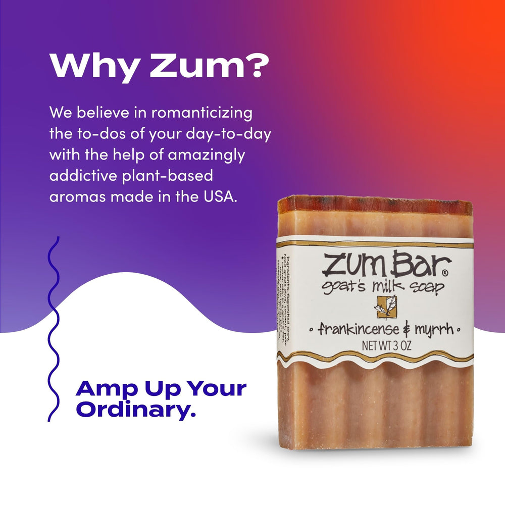 Indigo Wild Zum soap bar features woodsy frankincense and myrrh scent