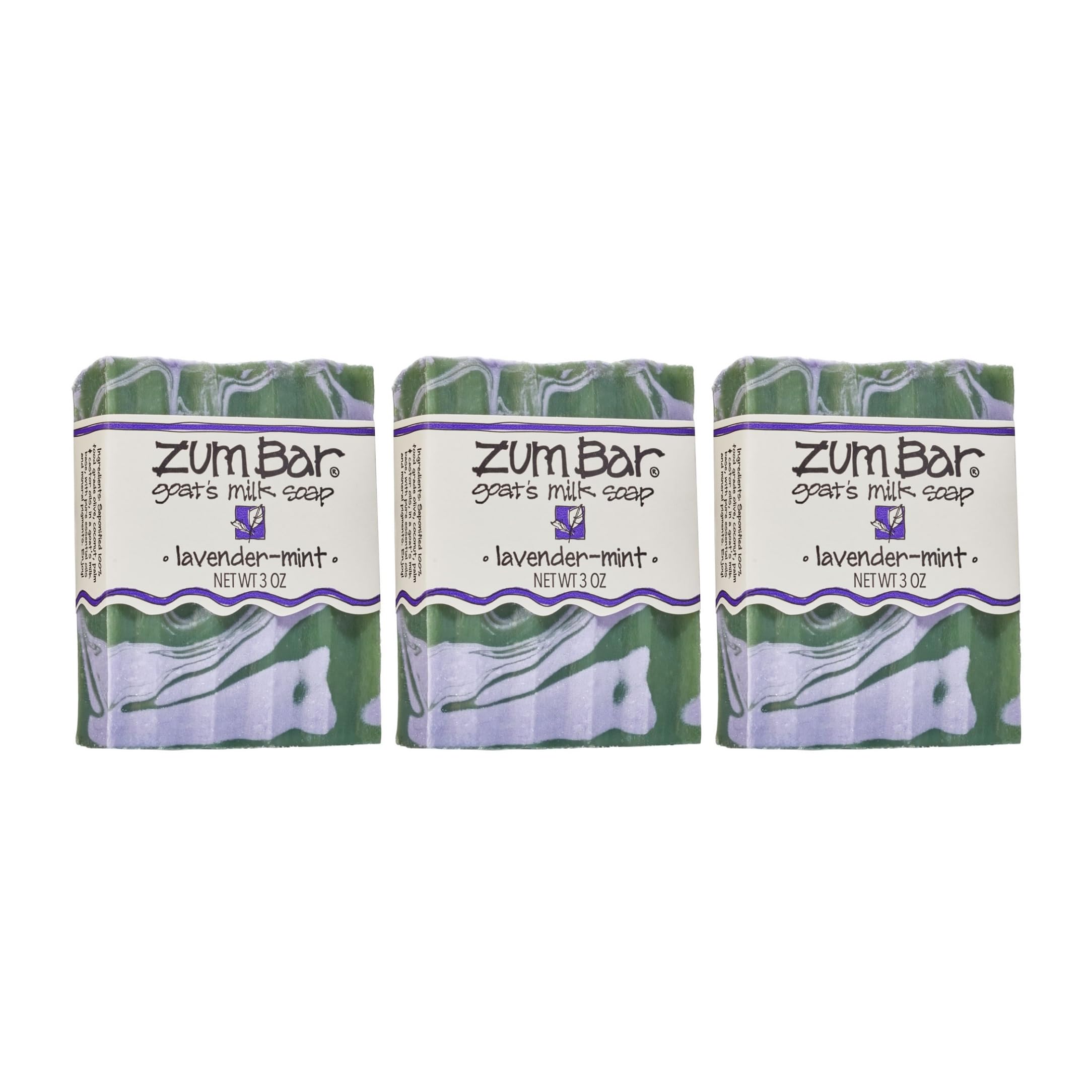 Indigo Wild Zum Goat Milk Soap Bar Lavender-Mint pack view, offering calming and refreshing cleanse.