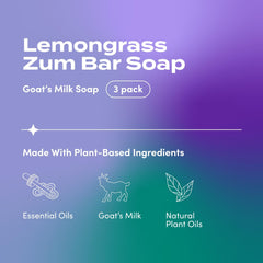 Indigo Wild Zum Lemongrass soap pack side view for everyday hand and body care.