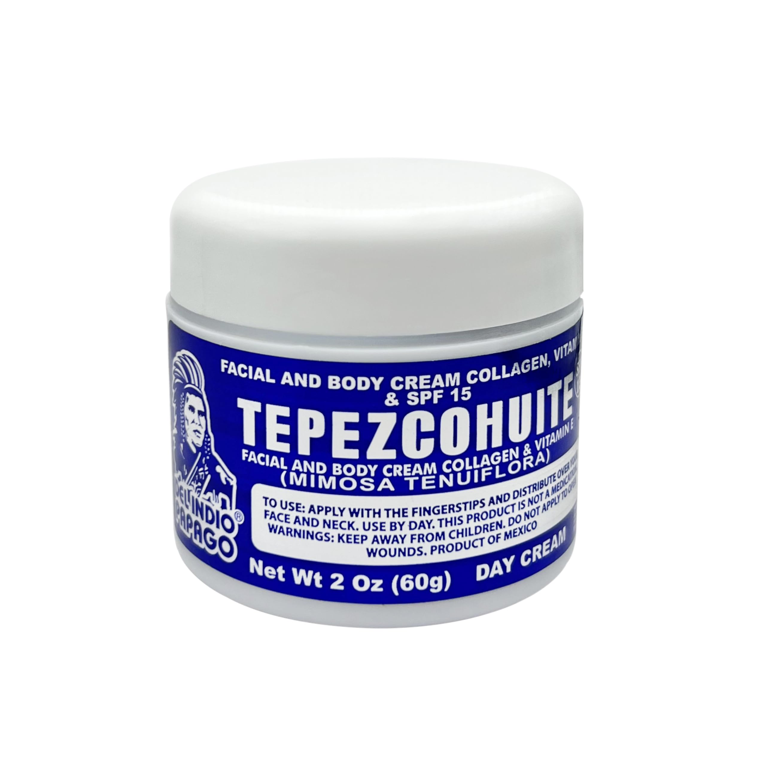 Indio Papago facial day cream Tepezcohuite jar front for daily hydration.