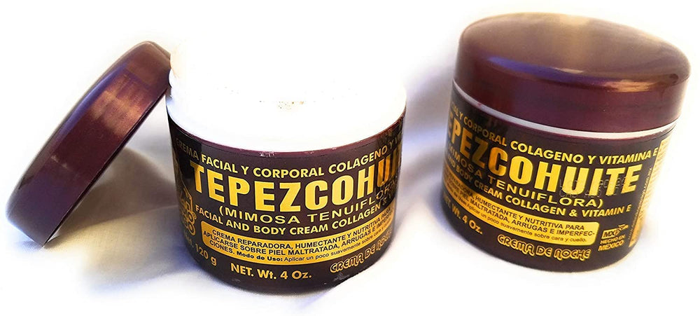 Indio Papago Tepezcohuite Cream application before image suggests nightly skincare routine.
