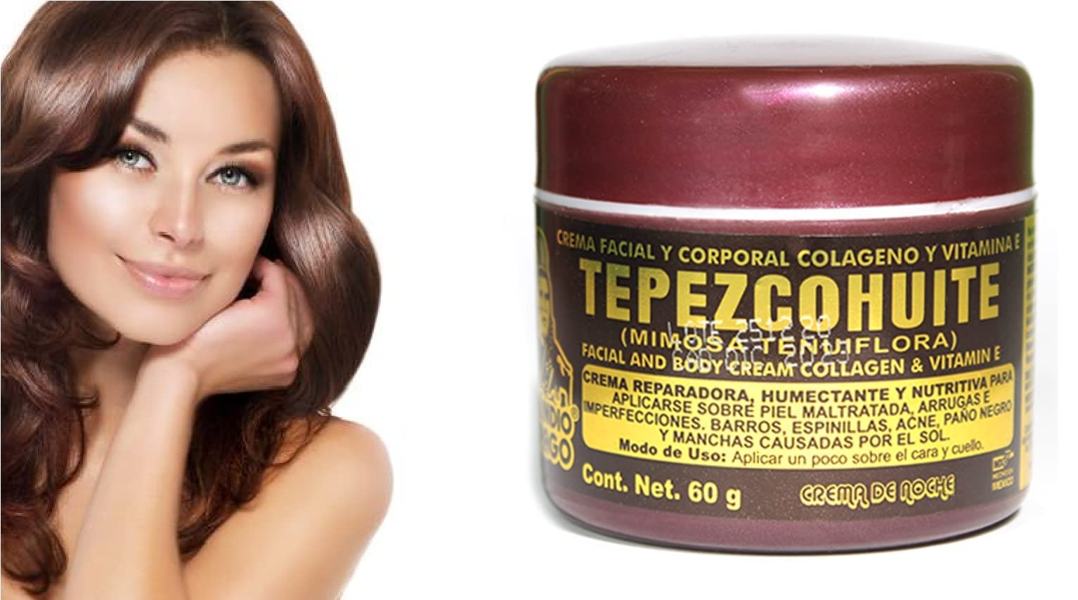 Indio Papago Tepezcohuite Cream packaging side view hints at jar options.