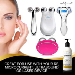 IndulgeMe Conductive Gel with hyaluronic acid nourishes plump, hydrated skin.