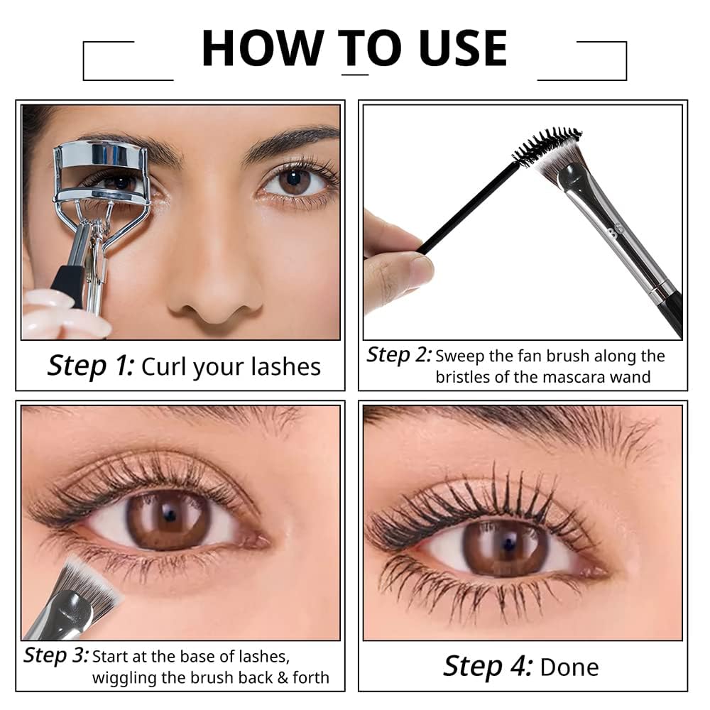 INENK 2pcs mascara fan brush set for versatile looks