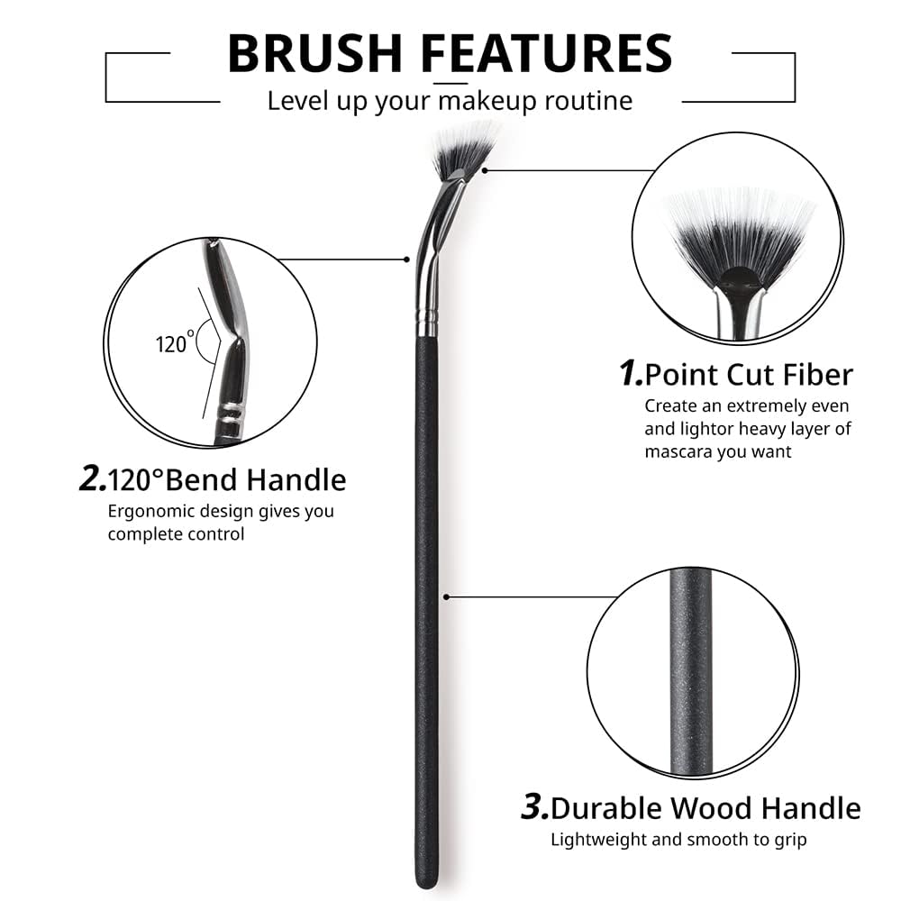 INENK mascara fan brush soft bristles for smooth application