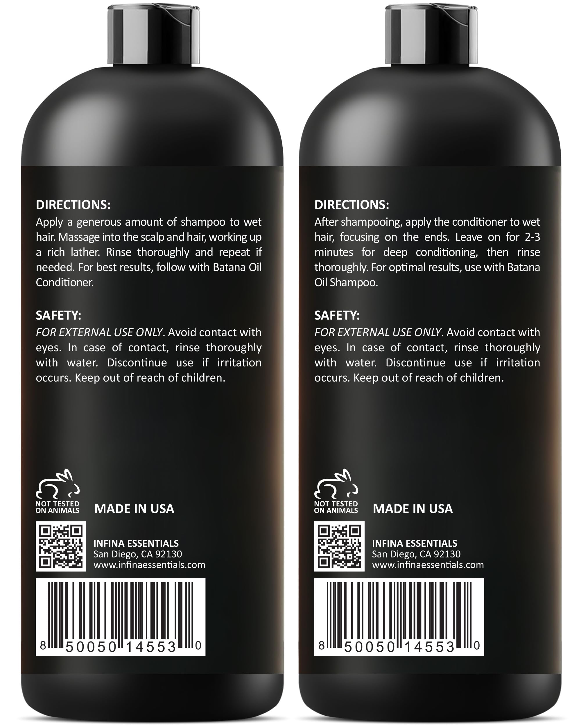 INFINA ESSENTIALS Batana Oil Castor Seed bottle implies added conditioning support.