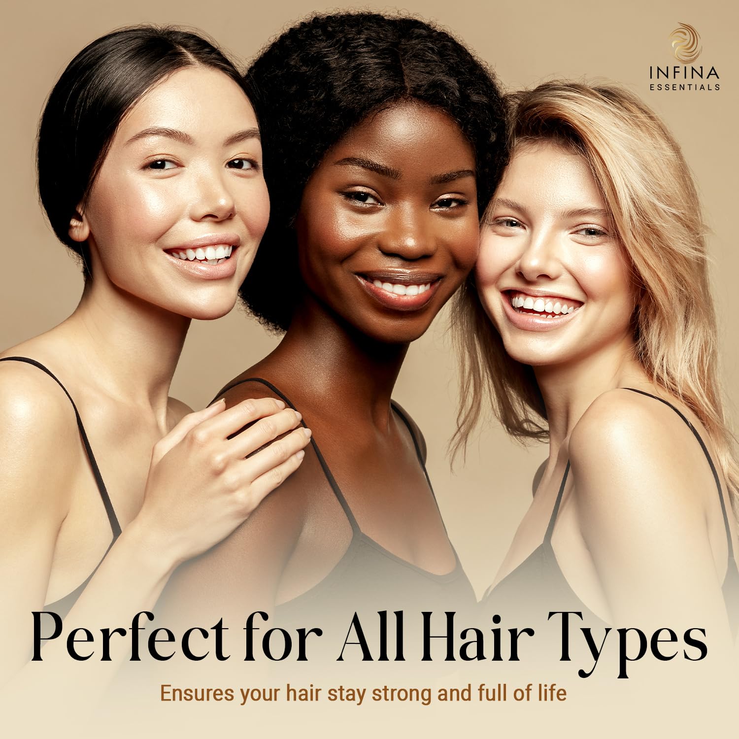 INFINA ESSENTIALS Batana Oil Shampoo biotin focus suggests strengthening and fuller appearance