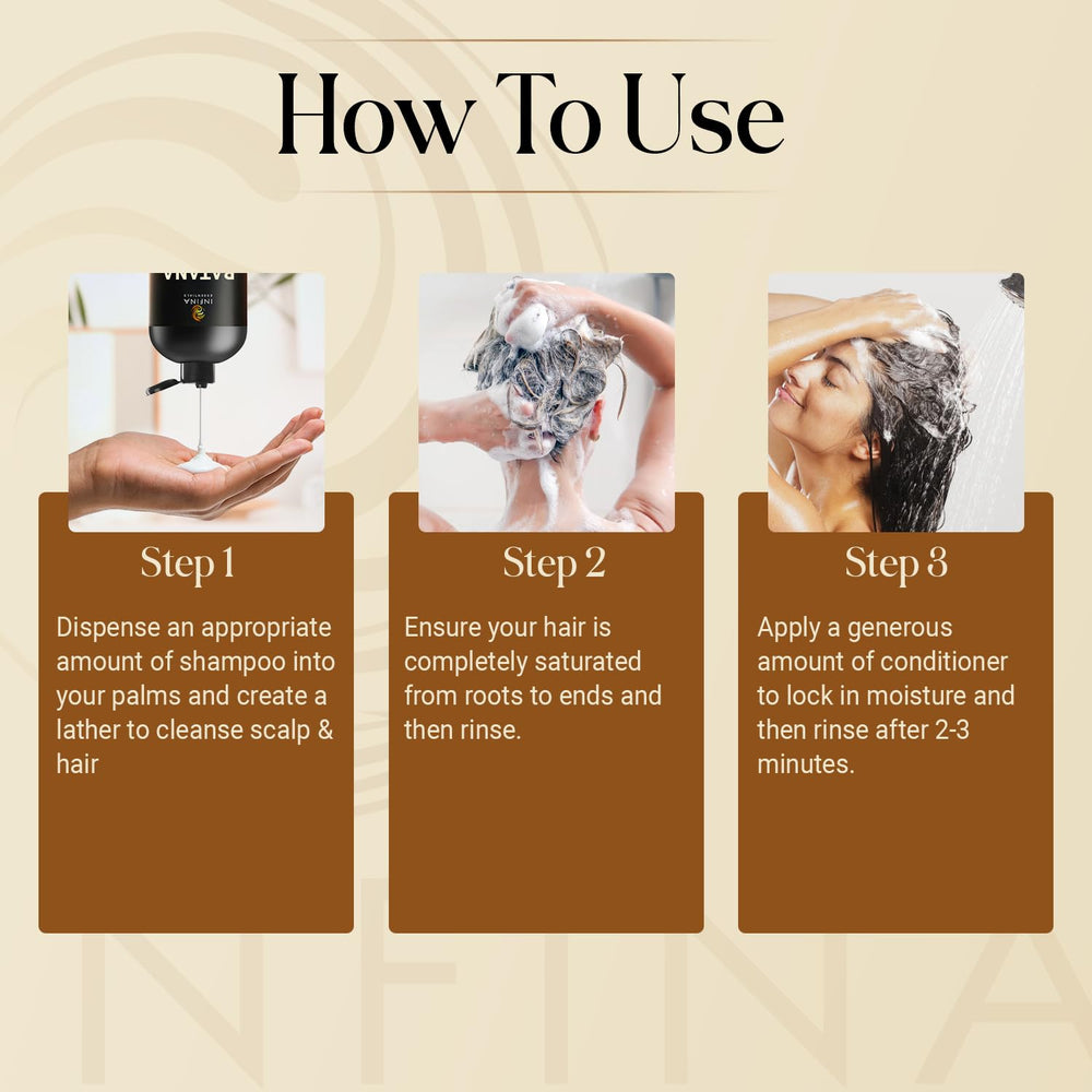INFINA ESSENTIALS Batana Oil Shampoo label front view signals premium moisturizing formula