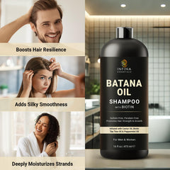 INFINA ESSENTIALS Batana Oil Shampoo lather captures rich foam for cleansing and smoother texture