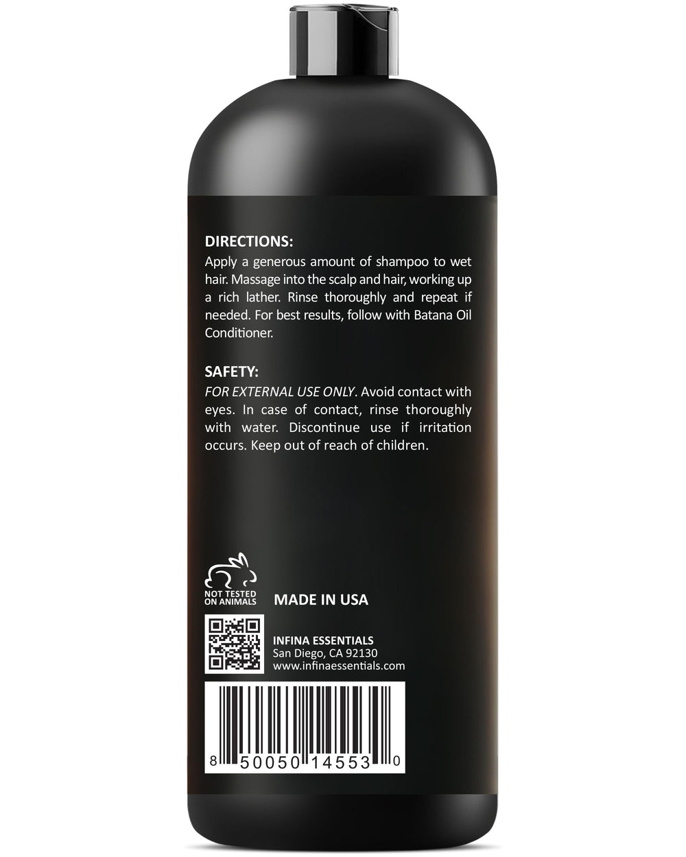 INFINA ESSENTIALS Batana Oil Shampoo peppermint drop highlights cooling, invigorating cleanse