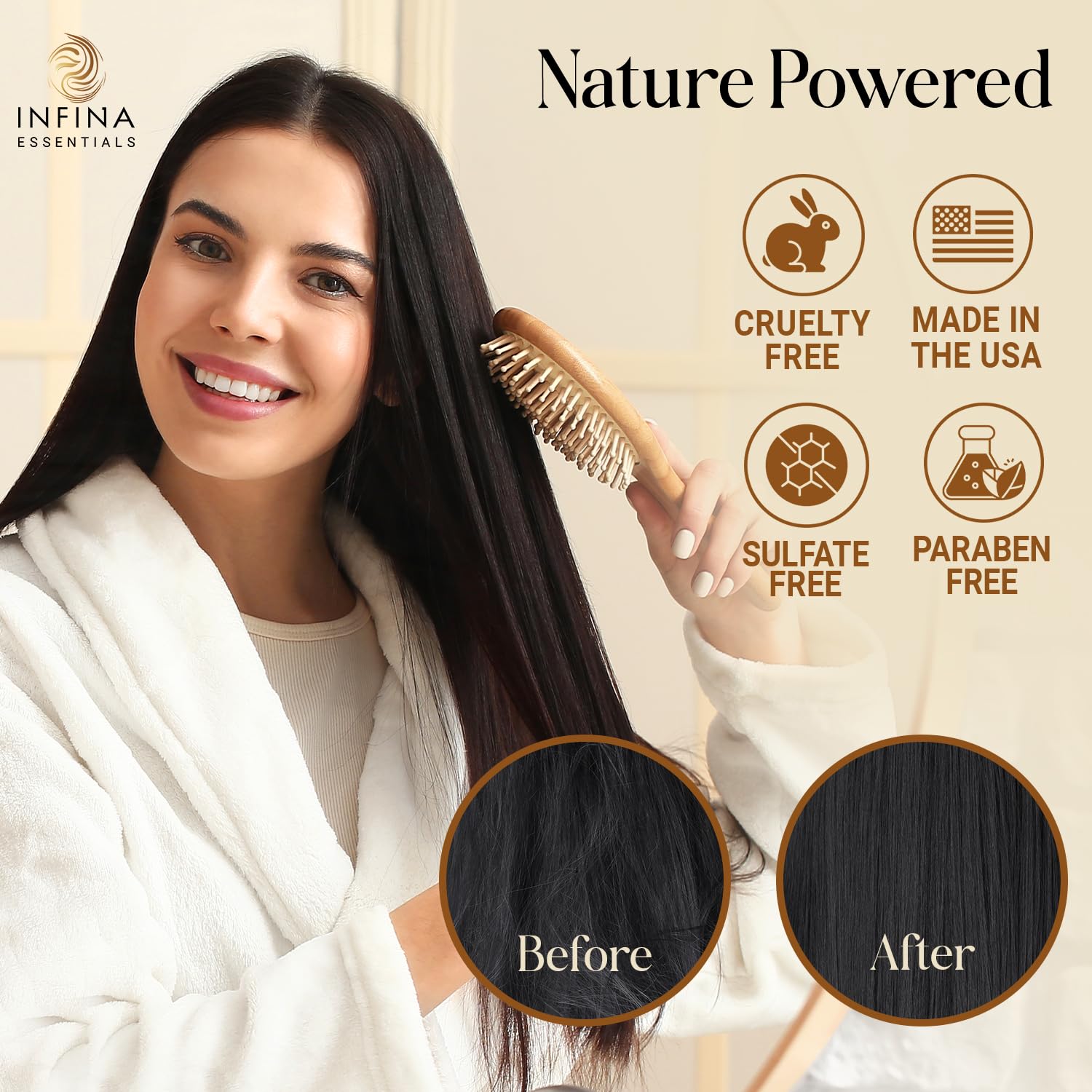 INFINA ESSENTIALS Batana Oil Shampoo tea tree drop emphasizes fresh scalp care