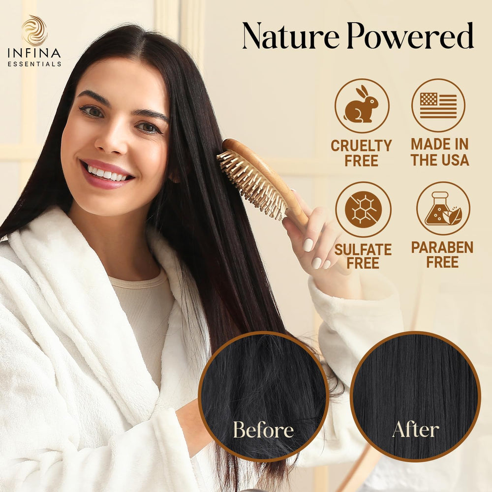 INFINA ESSENTIALS Batana Oil Shampoo tea tree drop emphasizes fresh scalp care