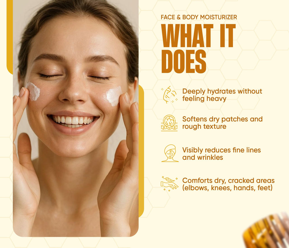 INFINA ESSENTIALS ingredients close-up showcases honey and grass-fed tallow for skin nourishment