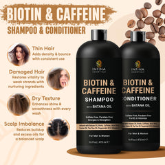 INFINA ESSENTIALS caffeine biotin conditioner bottle promotes smooth, strong strands