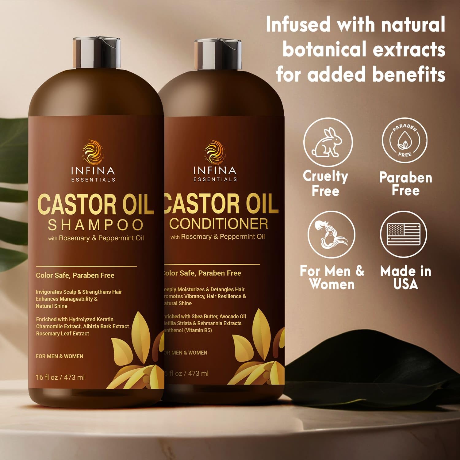 INFINA ESSENTIALS conditioner application image shows detangling and nourishment