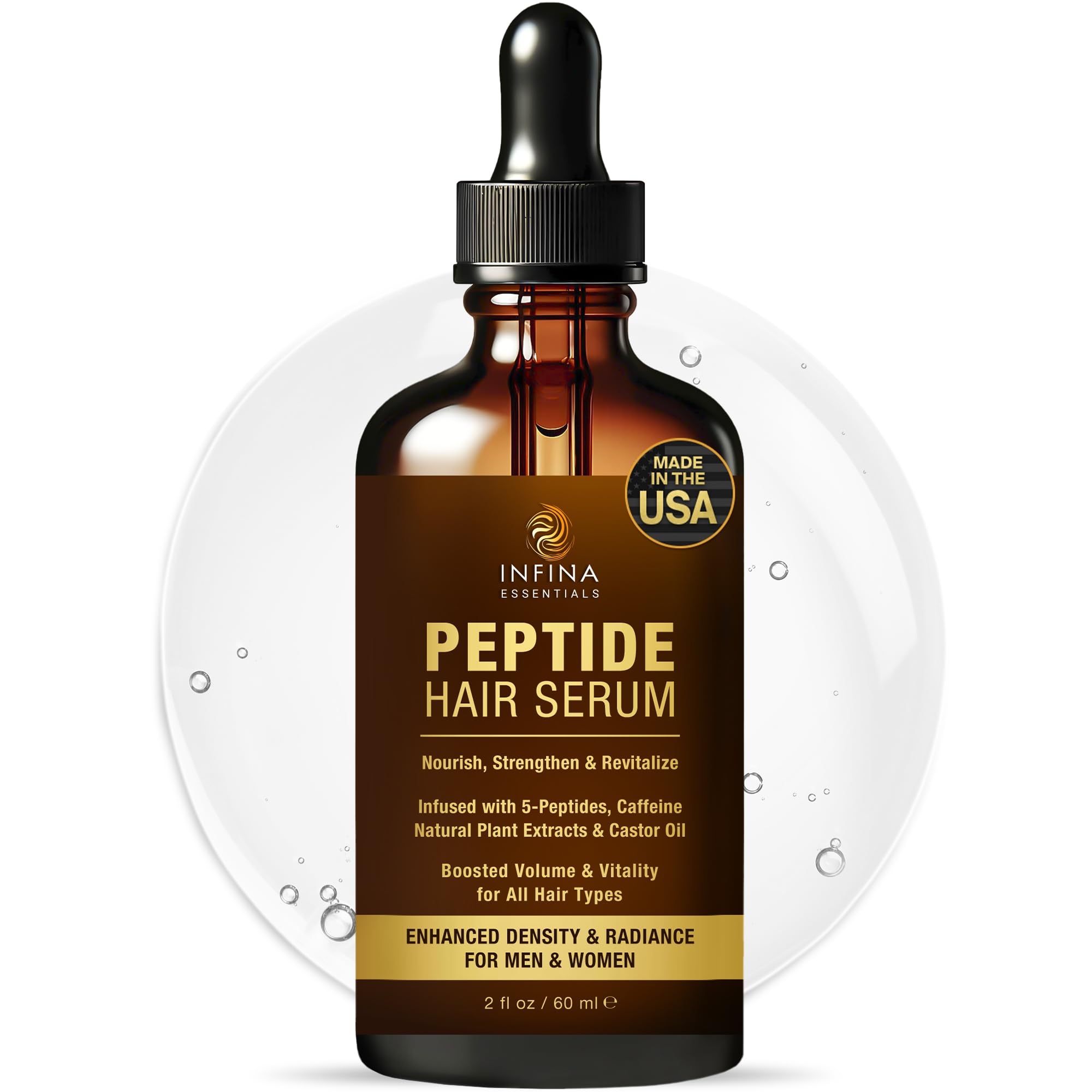 Infina Essentials peptide hair serum bottle for scalp nourishment