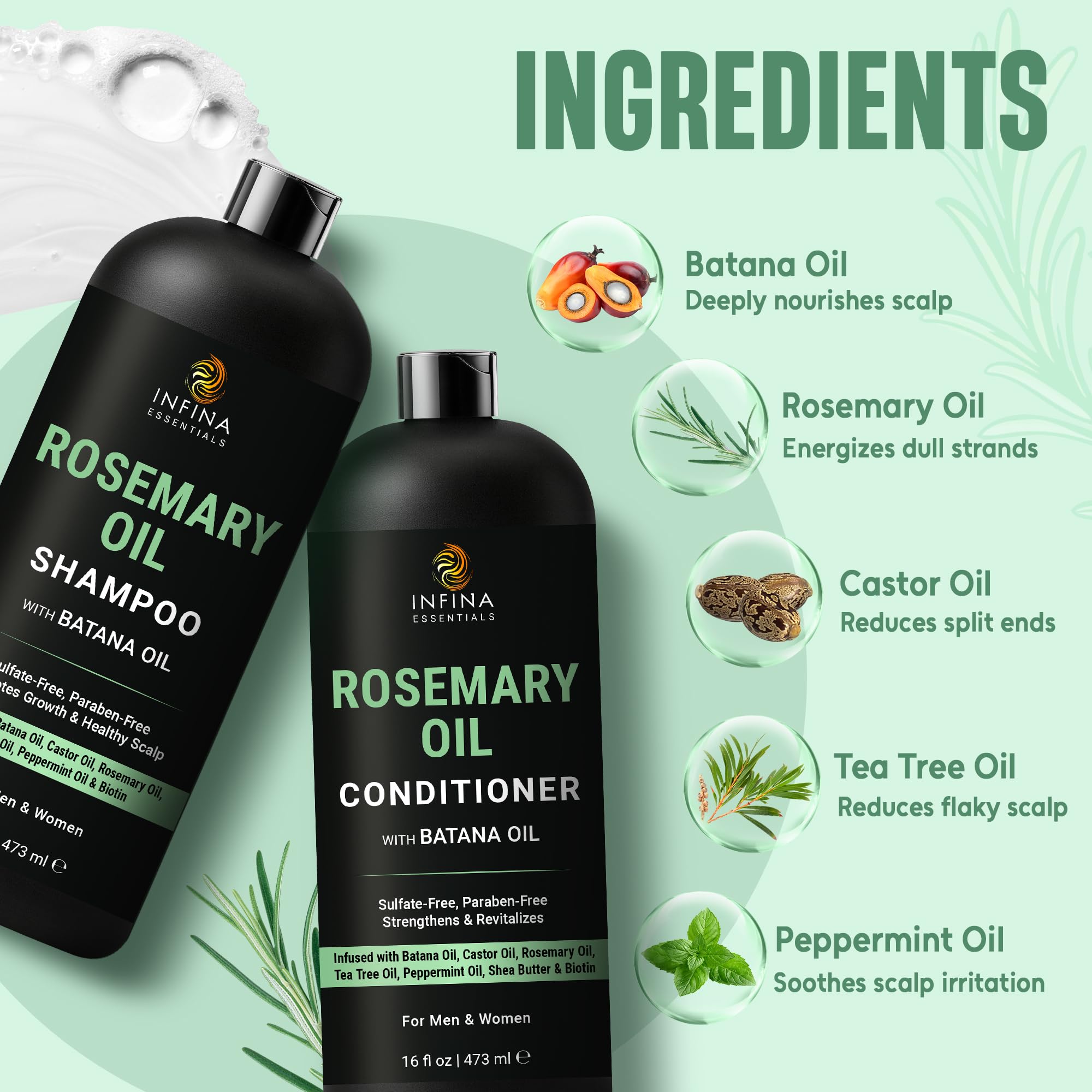 INFINA ESSENTIALS rosemary oil conditioner smoothing strands and adding shine