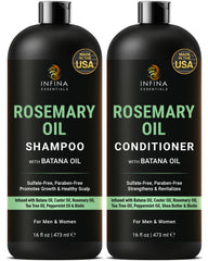 INFINA ESSENTIALS rosemary oil shampoo bottle for a nourishing cleanse and fuller hair look