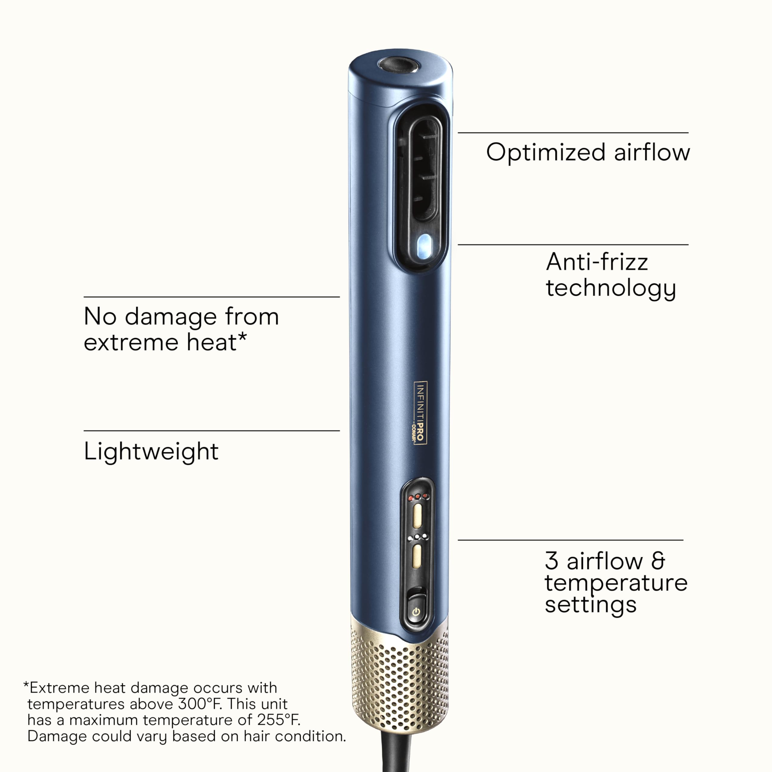 INFINITI PRO by CONAIR DigitalAIRE smoothing comb attachment for frizz control and sleek results.