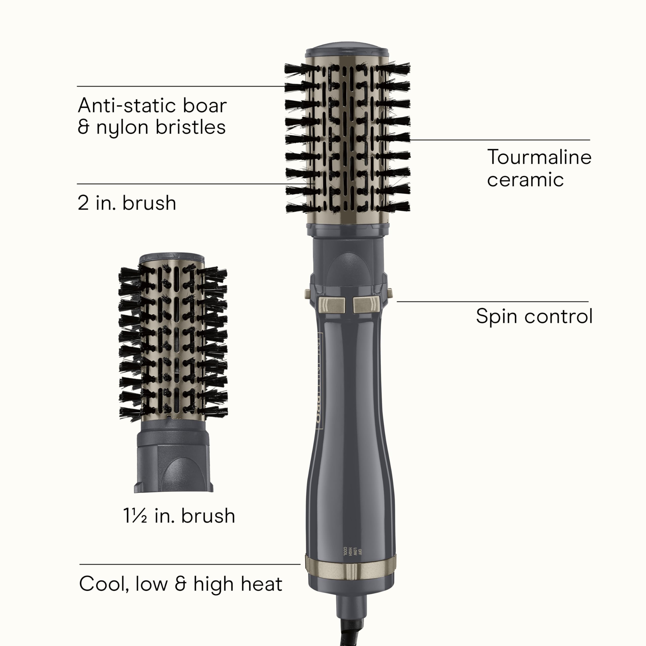 Conair INFINITI PRO hot air styling brush 2-inch barrel for full waves and body.