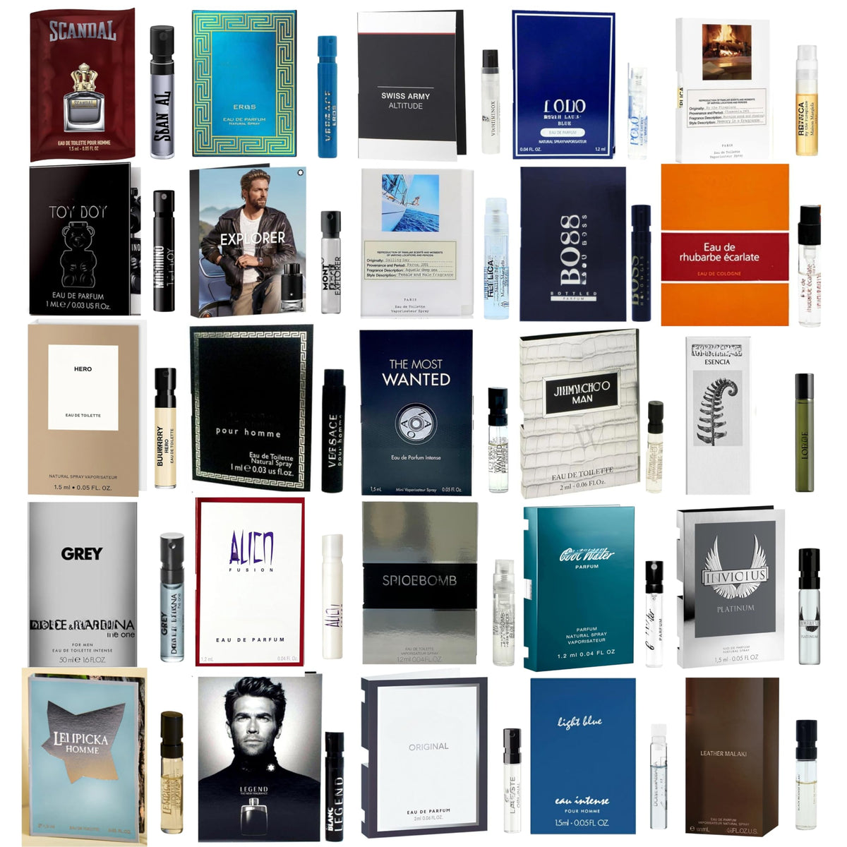 Infinite Scents Cologne Samples pack travel case showing organized vials for on-the-go scent exploration
