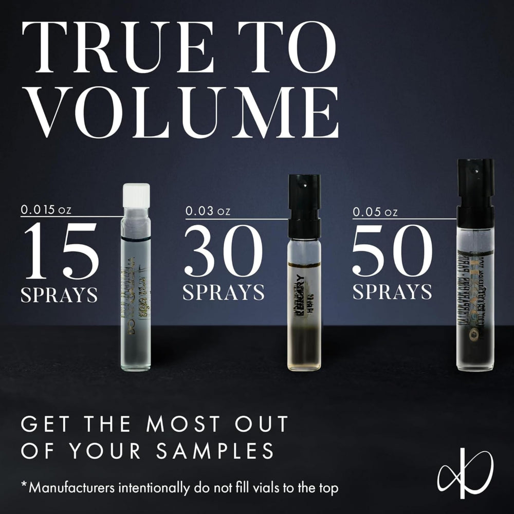 Infinite Scents sample-not-for-sale-label visible on vials for authenticity cues