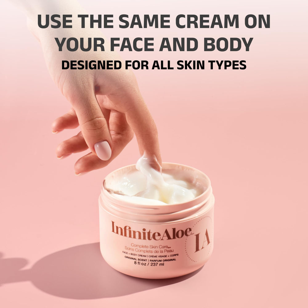 InfiniteAloe organic ingredients highlight aloe, rosehip oil, and green tea synergy.