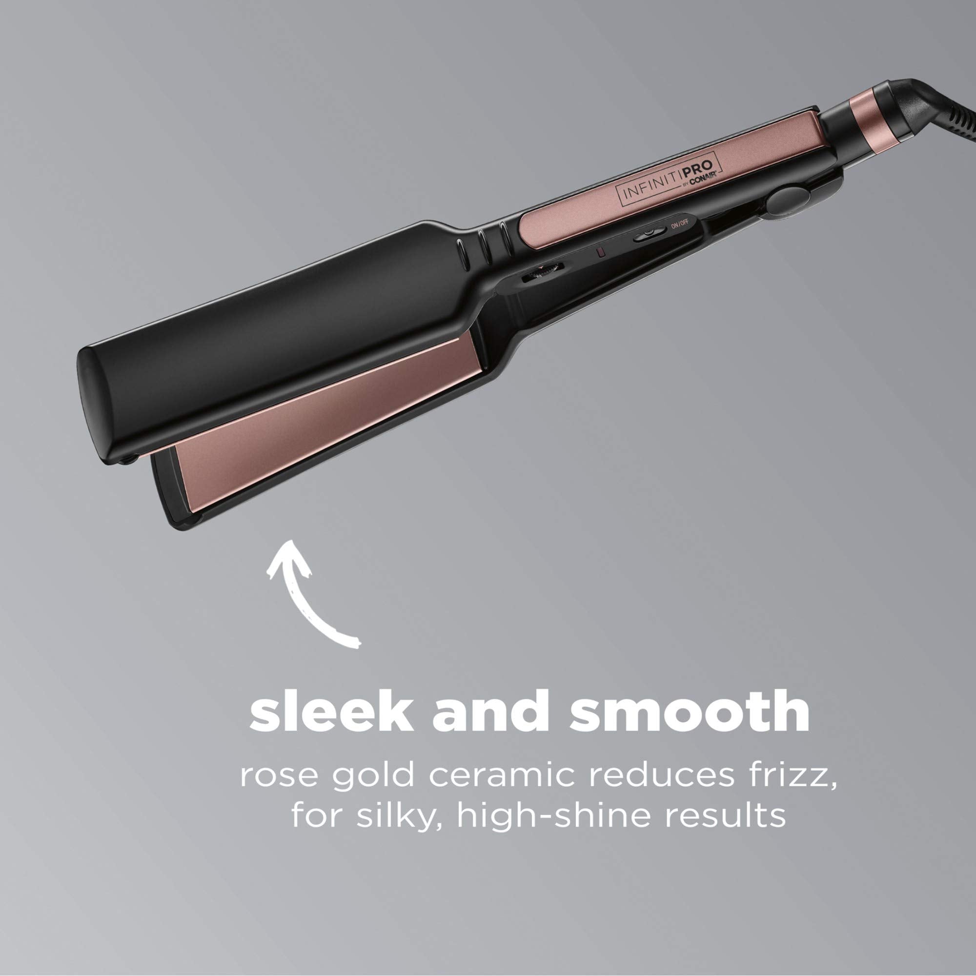 INFINITIPRO BY CONAIR extra-long plates enable quicker styling across longer hair.