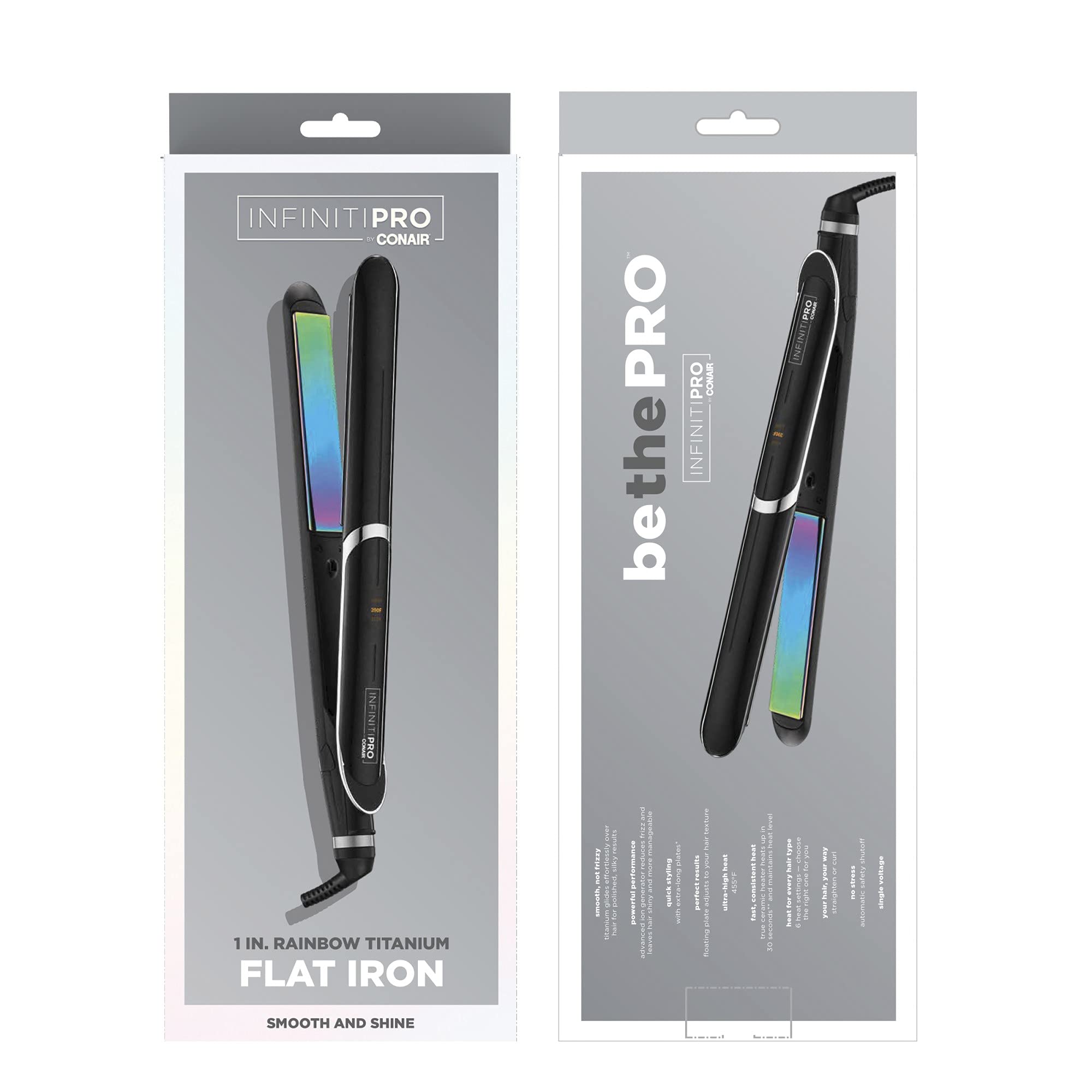 INFINITIPRO by Conair auto shutoff feature for safety when away from the iron