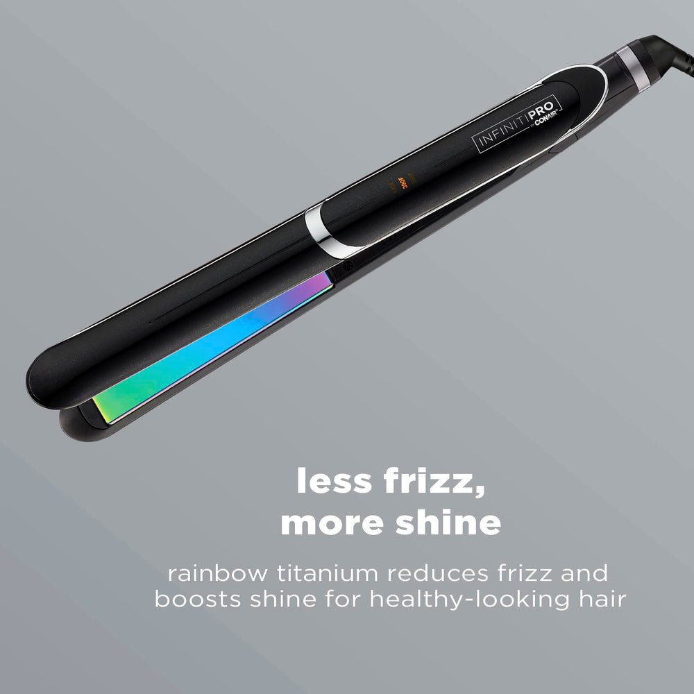 INFINITIPRO by Conair rainbow titanium flat iron side profile ready for versatile styling