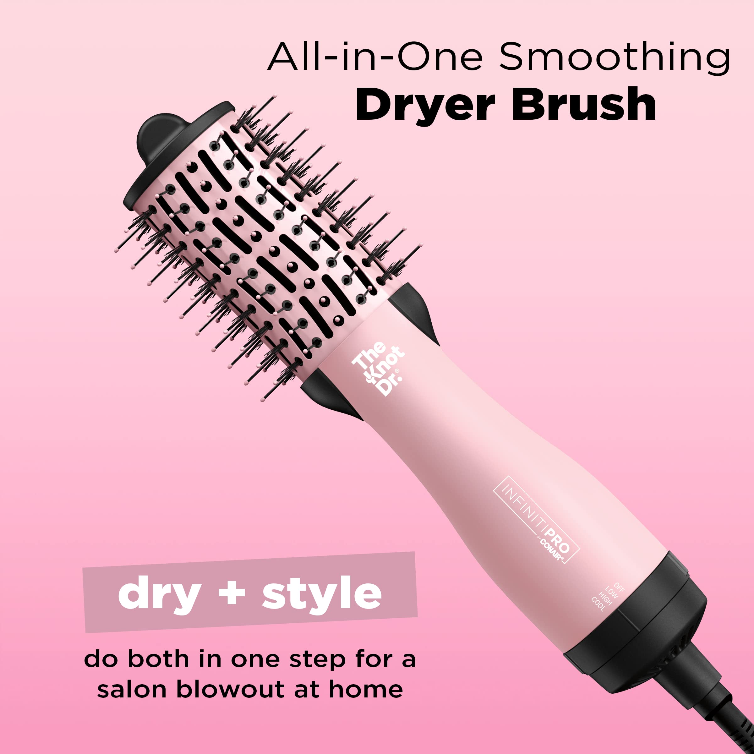 InfinitiPRO Knot Dr detangling action keeps knots away during travel styling.