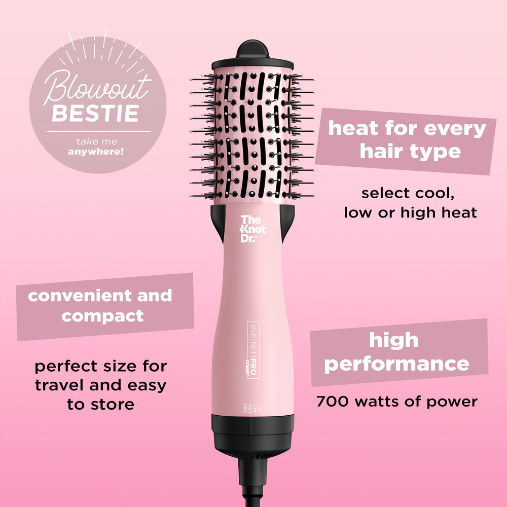 InfinitiPRO Knot Dr ideal for compact travel use in one-step blowouts.