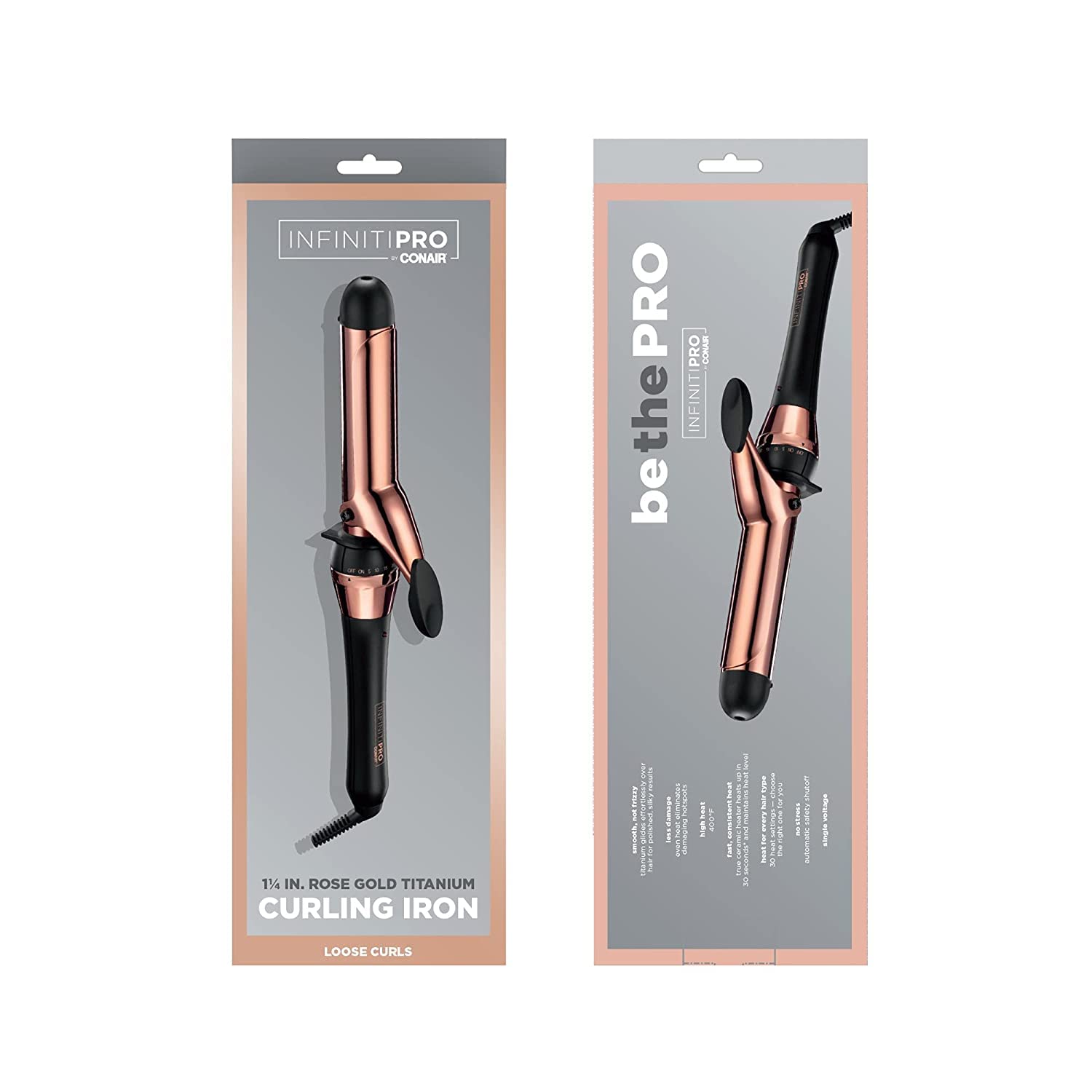 Conair INFINITIPRO rose gold finish adds shine and smooths hair after styling.