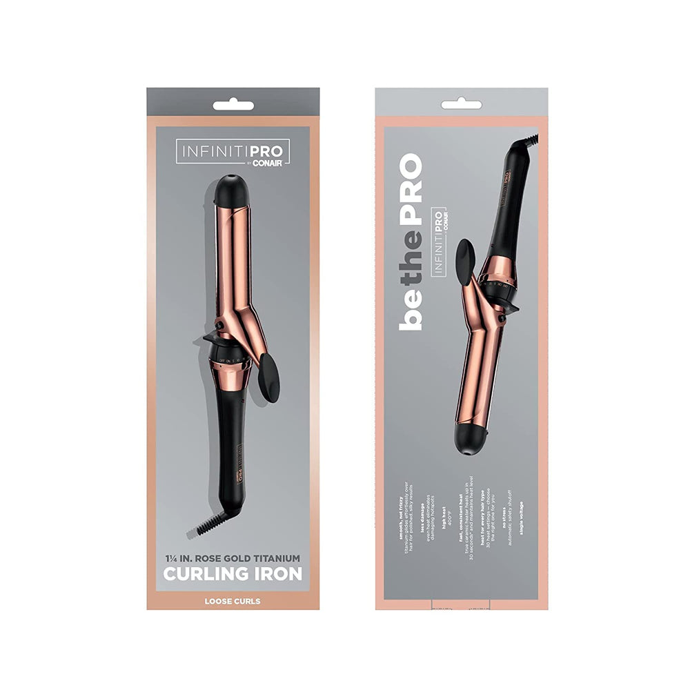 Conair INFINITIPRO rose gold finish adds shine and smooths hair after styling.